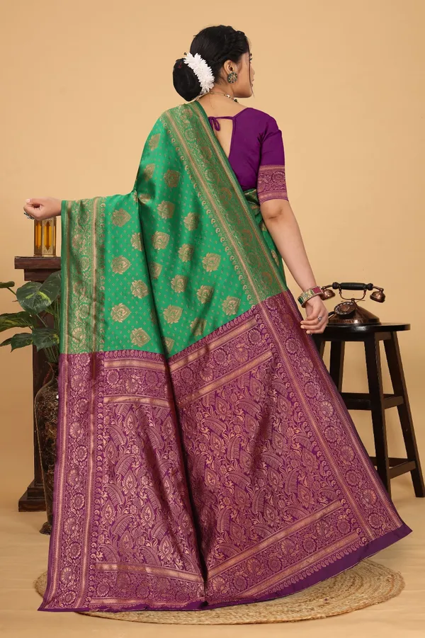 Women's_Banarasi_Silk_Saree_for_Women_|_Traditional_Woven_Saree_with_Contrast_Border_&_Pallu_|_For_Traditional,_Festive_&_Wedding_Saree_with_Blouse_Piece_(Gold_-_Green_&_Purple)