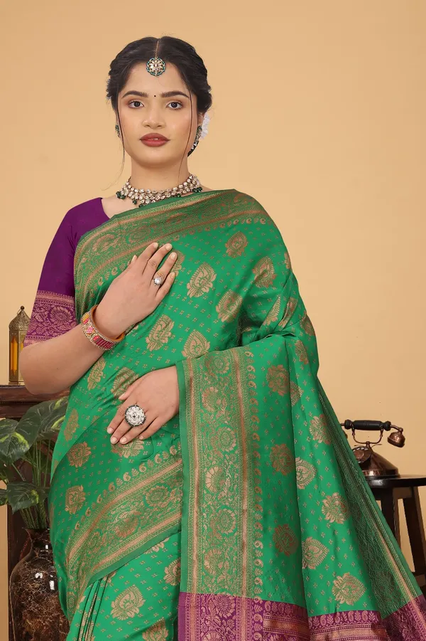 Women's_Banarasi_Silk_Saree_for_Women_|_Traditional_Woven_Saree_with_Contrast_Border_&_Pallu_|_For_Traditional,_Festive_&_Wedding_Saree_with_Blouse_Piece_(Gold_-_Green_&_Purple)
