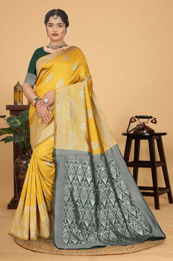 Women's_Banarasi_Silk_Saree_for_Women_|_Traditional_Woven_Saree_with_Contrast_Border_&_Pallu_|_For_Traditional,_Festive_&_Wedding_Saree_with_Blouse_Piece_(Silver_-_Yellow_&_Dark_Green)