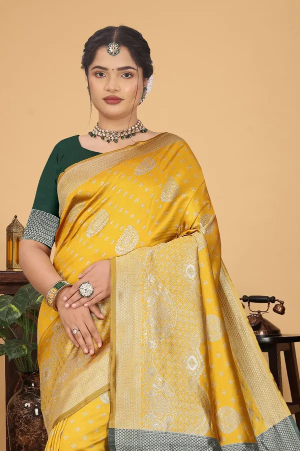 Women's_Banarasi_Silk_Saree_for_Women_|_Traditional_Woven_Saree_with_Contrast_Border_&_Pallu_|_For_Traditional,_Festive_&_Wedding_Saree_with_Blouse_Piece_(Silver_-_Yellow_&_Dark_Green)
