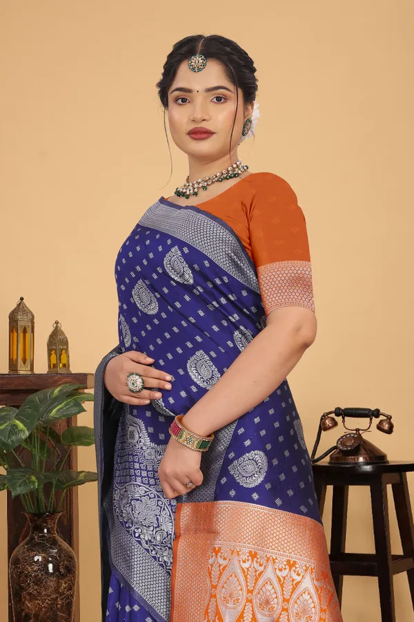 Women's_Banarasi_Silk_Saree_for_Women_|_Traditional_Woven_Saree_with_Contrast_Border_&_Pallu_|_For_Traditional,_Festive_&_Wedding_Saree_with_Blouse_Piece_(Silver_-_Dark_Blue_&_Orange)