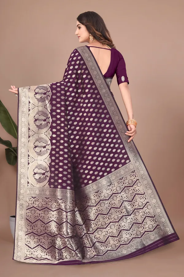Purple_Banarasi_Silk_Saree_with_Gold_&_Silver_Zari_for_Women_|_For_Traditional_Wedding_&_Festivals_|_5.5m_Saree_+_0.8m_Blouse