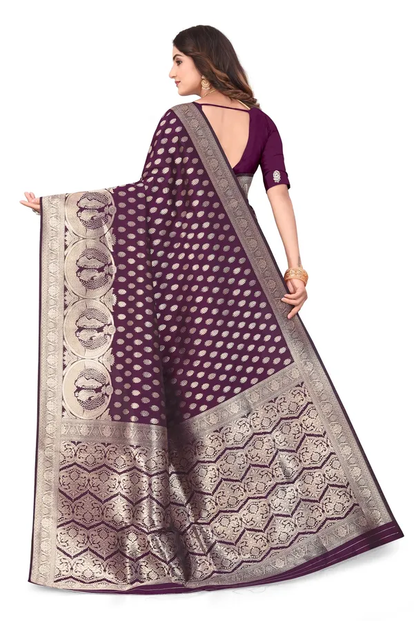 Purple_Banarasi_Silk_Saree_with_Gold_&_Silver_Zari_for_Women_|_For_Traditional_Wedding_&_Festivals_|_5.5m_Saree_+_0.8m_Blouse
