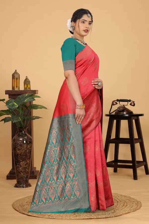 Women's_Banarasi_Silk_Saree_for_Women_|_Traditional_Woven_Saree_with_Contrast_Border_&_Pallu_|_For_Traditional,_Festive_&_Wedding_Saree_with_Blouse_Piece_(Gold_-_Pink_&_Light_Green)