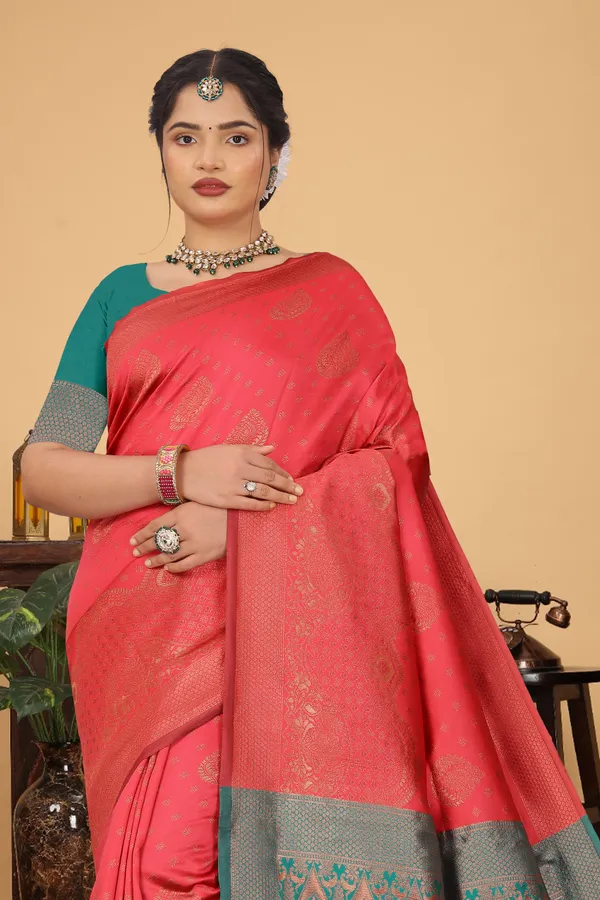 Women's_Banarasi_Silk_Saree_for_Women_|_Traditional_Woven_Saree_with_Contrast_Border_&_Pallu_|_For_Traditional,_Festive_&_Wedding_Saree_with_Blouse_Piece_(Gold_-_Pink_&_Light_Green)