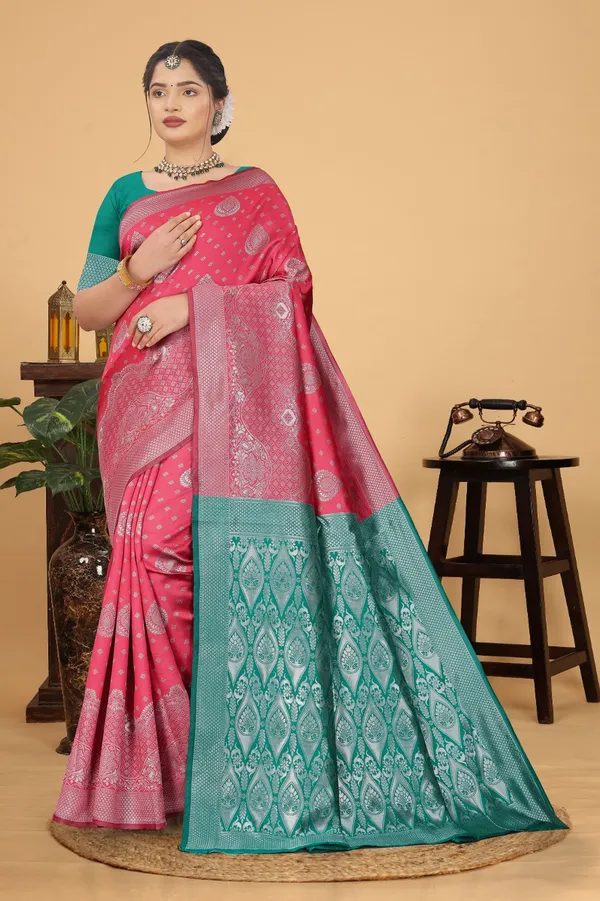 Women's_Banarasi_Silk_Saree_for_Women_|_Traditional_Woven_Saree_with_Contrast_Border_&_Pallu_|_For_Traditional,_Festive_&_Wedding_Saree_with_Blouse_Piece_(Silver_-_Pink_&_Light_Green)