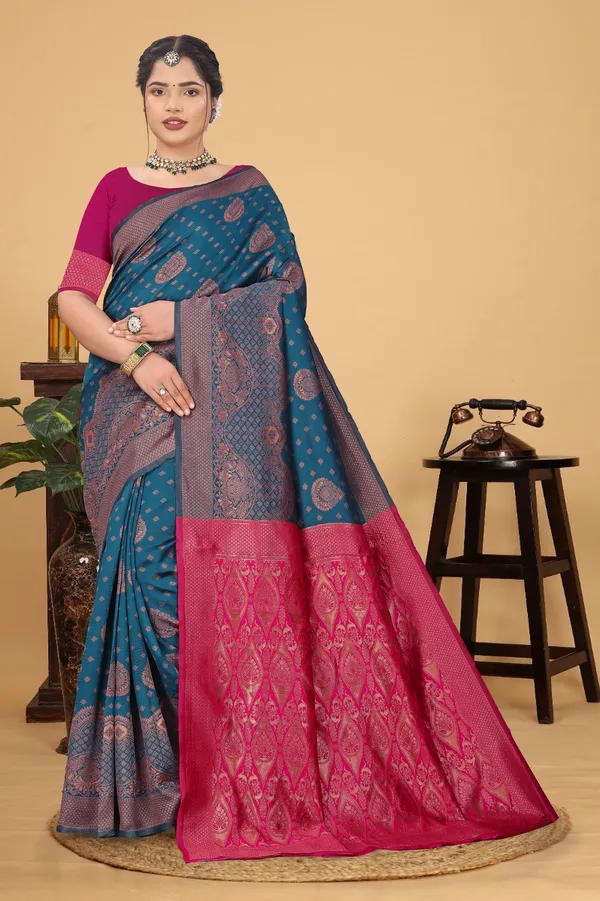 Women's_Banarasi_Silk_Saree_for_Women_|_Traditional_Woven_Saree_with_Contrast_Border_&_Pallu_|_For_Traditional,_Festive_&_Wedding_Saree_with_Blouse_Piece_(Gold_-_Blue_&_Pink)