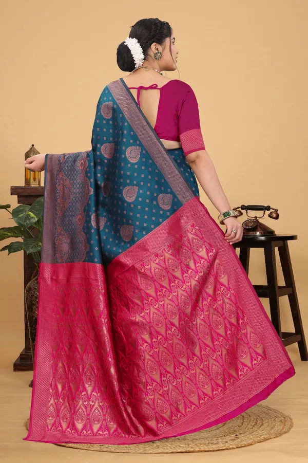 Women's_Banarasi_Silk_Saree_for_Women_|_Traditional_Woven_Saree_with_Contrast_Border_&_Pallu_|_For_Traditional,_Festive_&_Wedding_Saree_with_Blouse_Piece_(Gold_-_Blue_&_Pink)