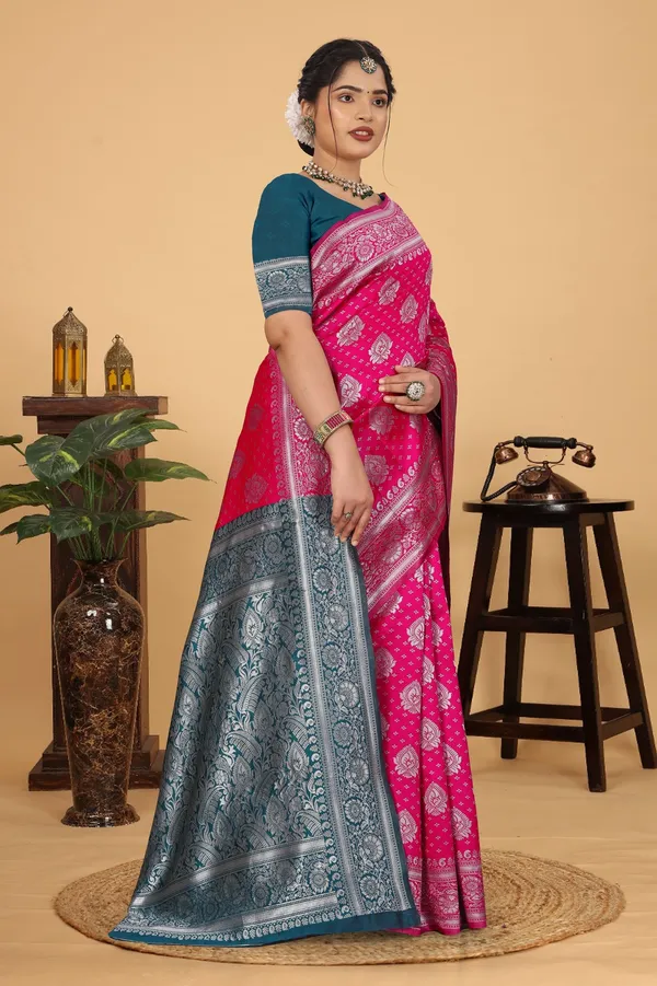 Women's_Banarasi_Silk_Saree_for_Women_|_Traditional_Woven_Saree_with_Contrast_Border_&_Pallu_|_For_Traditional,_Festive_&_Wedding_Saree_with_Blouse_Piece_(Silver_-_Pink_&_Dark_Green)