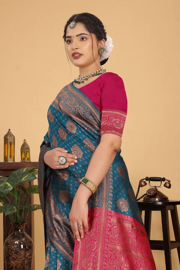 Women's_Banarasi_Silk_Saree_for_Women_|_Traditional_Woven_Saree_with_Contrast_Border_&_Pallu_|_For_Traditional,_Festive_&_Wedding_Saree_with_Blouse_Piece_(Gold_-_Blue_&_Pink)