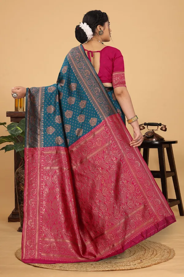Women's_Banarasi_Silk_Saree_for_Women_|_Traditional_Woven_Saree_with_Contrast_Border_&_Pallu_|_For_Traditional,_Festive_&_Wedding_Saree_with_Blouse_Piece_(Gold_-_Blue_&_Pink)