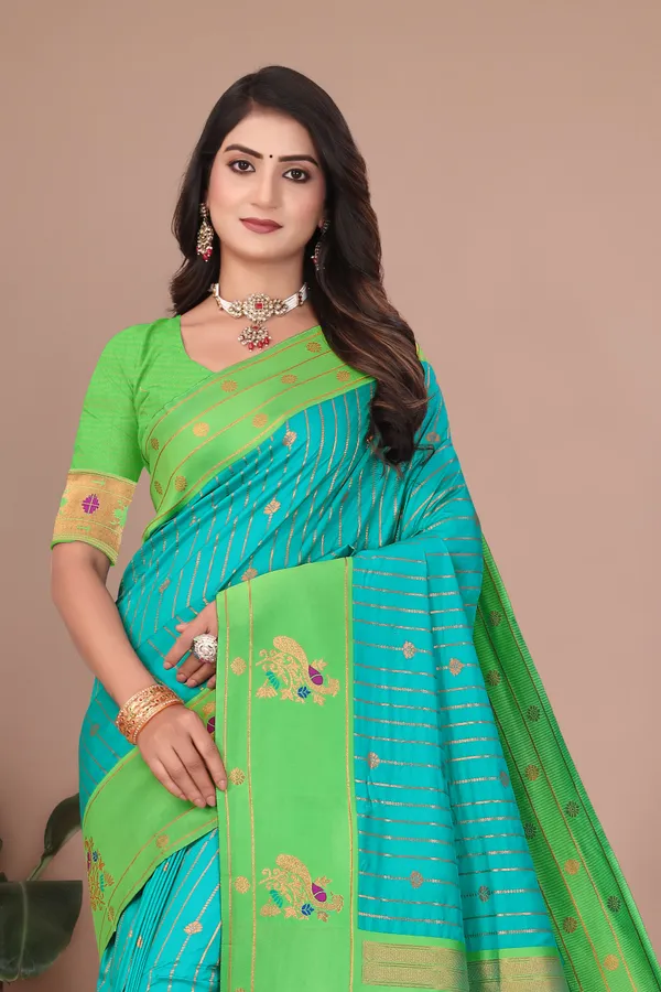 Pure_Silk_Paithani_Saree_with_Rich_Zari_Woven_Border_&_Peacock_Motifs_|_For_Traditional_Wedding_&_Festivals_|_5.5m_Saree_+_0.8m_Blouse_(Sky_Blue_&_paris_Green)