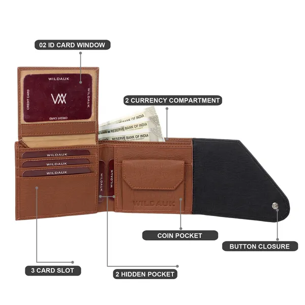 Black::Tan_Artificial_Leather_Premium_&_Elegant_Wallet_For_Men