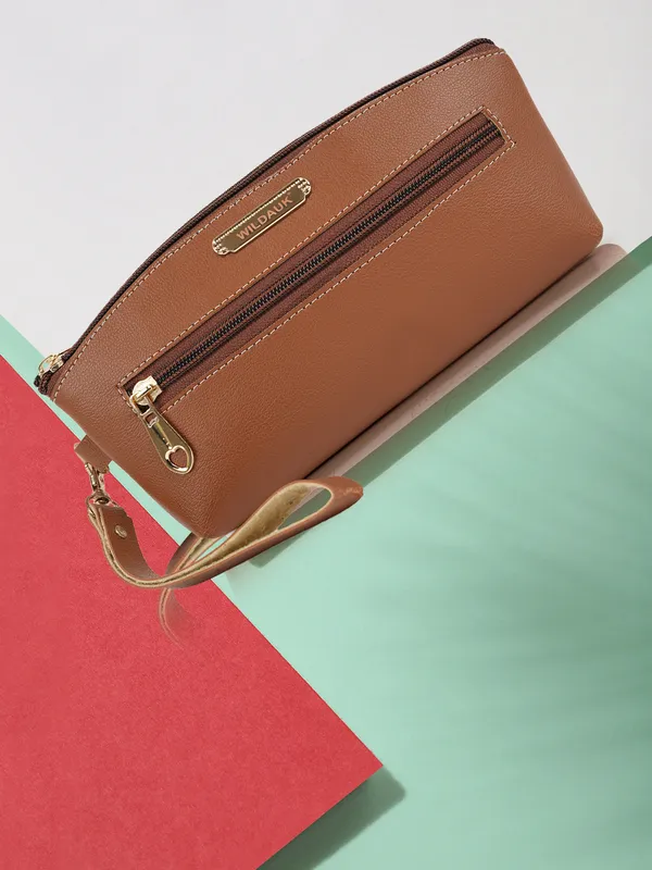 Tan_Artificial_Leather_Premium_&_Elegant_Clutch_For_Women_&_Girls