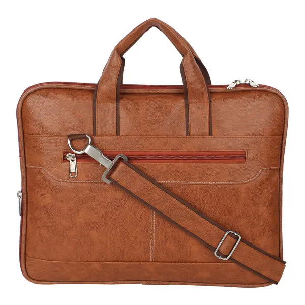 Tan_Faux_Leather_Premium_&_Elegant_Laptop_Bag_For_Unisex