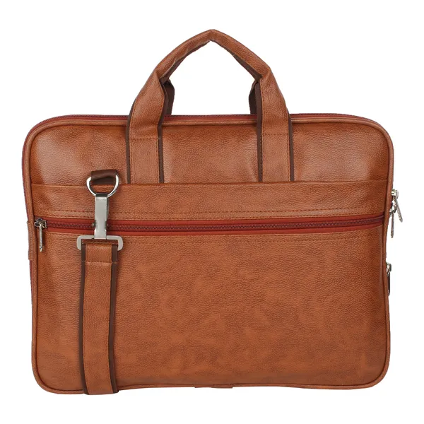 Tan_Faux_Leather_Premium_&_Elegant_Laptop_Bag_For_Unisex