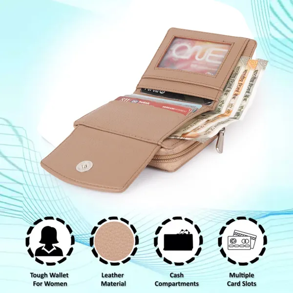 Beige_Faux_Leather_Premium_&_Elegant_Mini_Wallet_For_Women_&_Girls