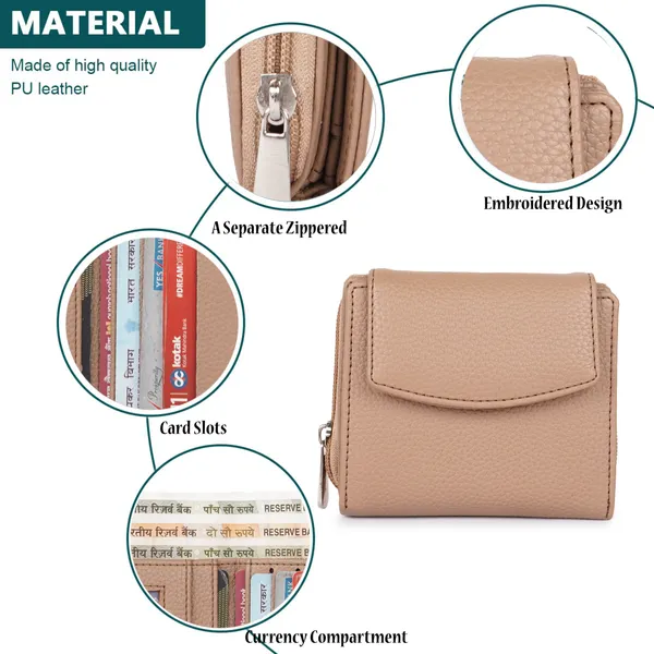 Beige_Faux_Leather_Premium_&_Elegant_Mini_Wallet_For_Women_&_Girls