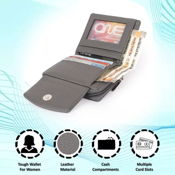 Grey_Faux_Leather_Premium_&_Elegant_Mini_Wallet_For_Women_&_Girls