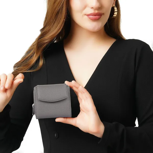 Grey_Faux_Leather_Premium_&_Elegant_Mini_Wallet_For_Women_&_Girls