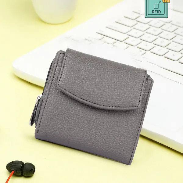 Grey_Faux_Leather_Premium_&_Elegant_Mini_Wallet_For_Women_&_Girls