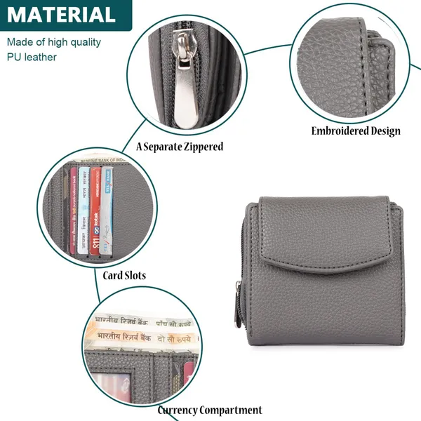 Grey_Faux_Leather_Premium_&_Elegant_Mini_Wallet_For_Women_&_Girls