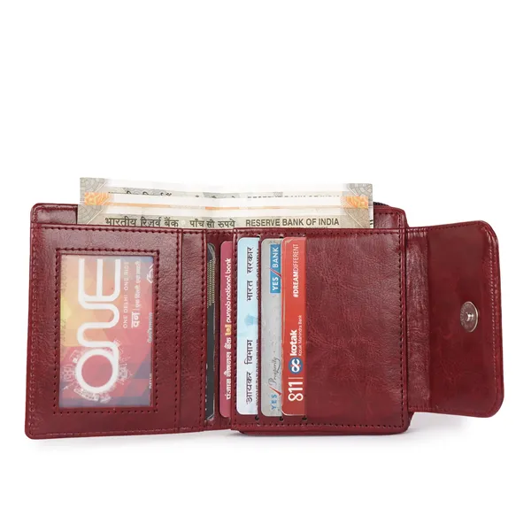 Maroon_Faux_Leather_Premium_&_Elegant_Mini_Wallet_For_Women_&_Girls