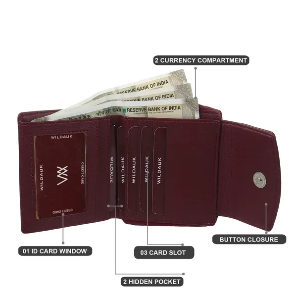Maroon_Faux_Leather_Premium_&_Elegant_Mini_Wallet_For_Women_&_Girls
