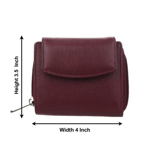Maroon_Faux_Leather_Premium_&_Elegant_Mini_Wallet_For_Women_&_Girls