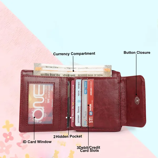 Maroon_Faux_Leather_Premium_&_Elegant_Mini_Wallet_For_Women_&_Girls