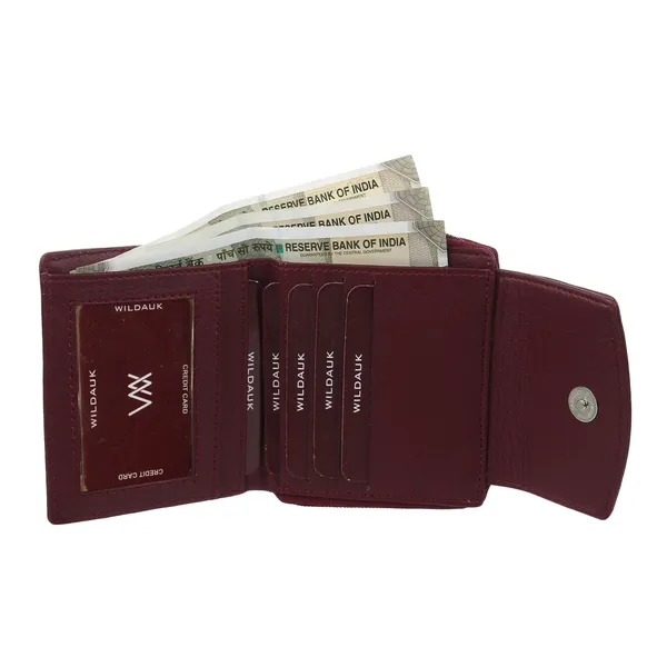 Maroon_Faux_Leather_Premium_&_Elegant_Mini_Wallet_For_Women_&_Girls