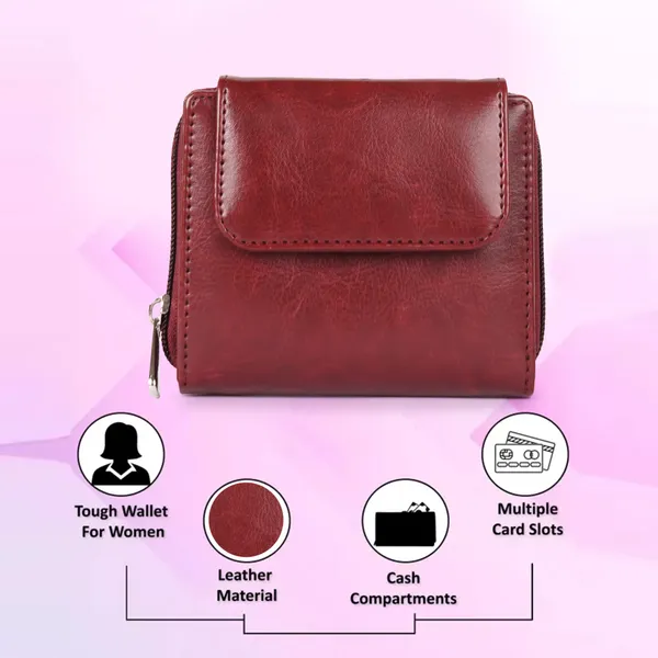 Maroon_Faux_Leather_Premium_&_Elegant_Mini_Wallet_For_Women_&_Girls