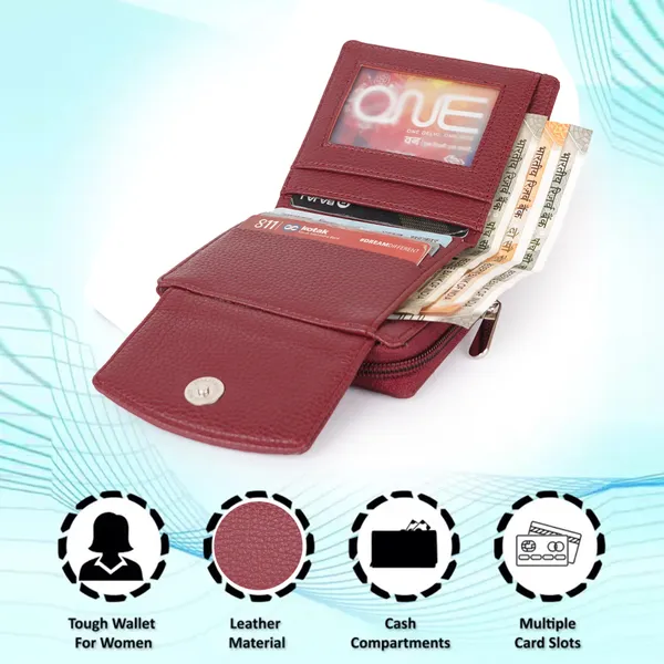 Maroon_Faux_Leather_Premium_&_Elegant_Mini_Wallet_For_Women_&_Girls