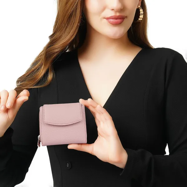 Pink_Faux_Leather_Premium_&_Elegant_Mini_Wallet_For_Women_&_Girls