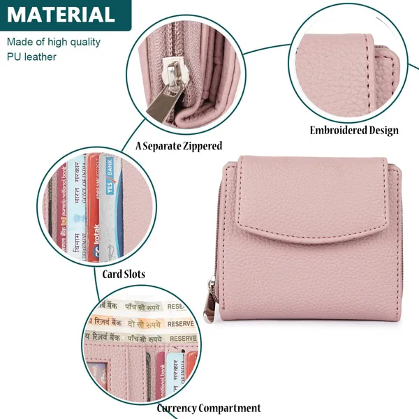 Pink_Faux_Leather_Premium_&_Elegant_Mini_Wallet_For_Women_&_Girls