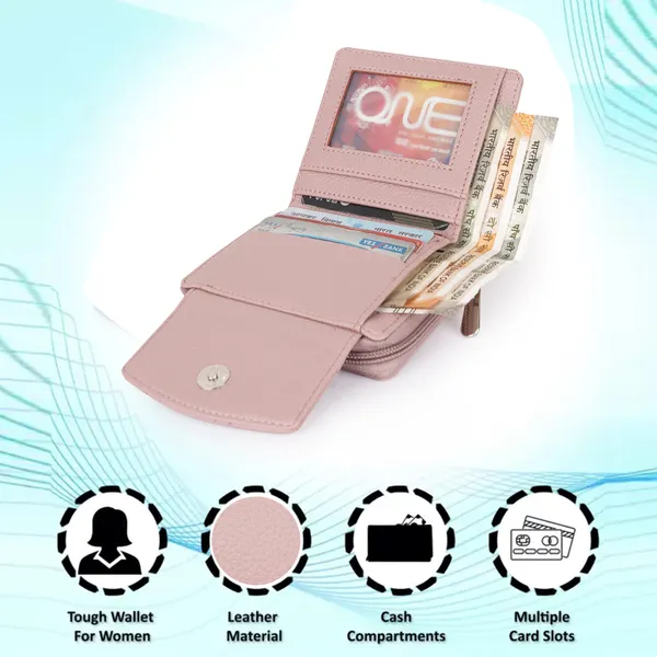Pink_Faux_Leather_Premium_&_Elegant_Mini_Wallet_For_Women_&_Girls