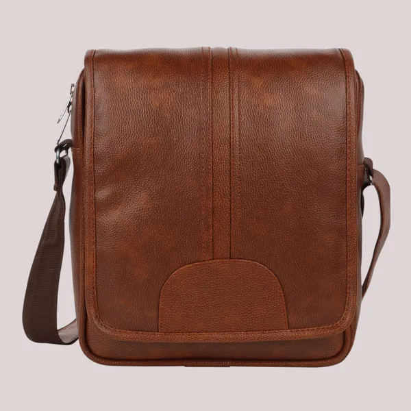Tan_Faux_Leather_Premium_&_Elegant_Body_Bag_For_Unisex