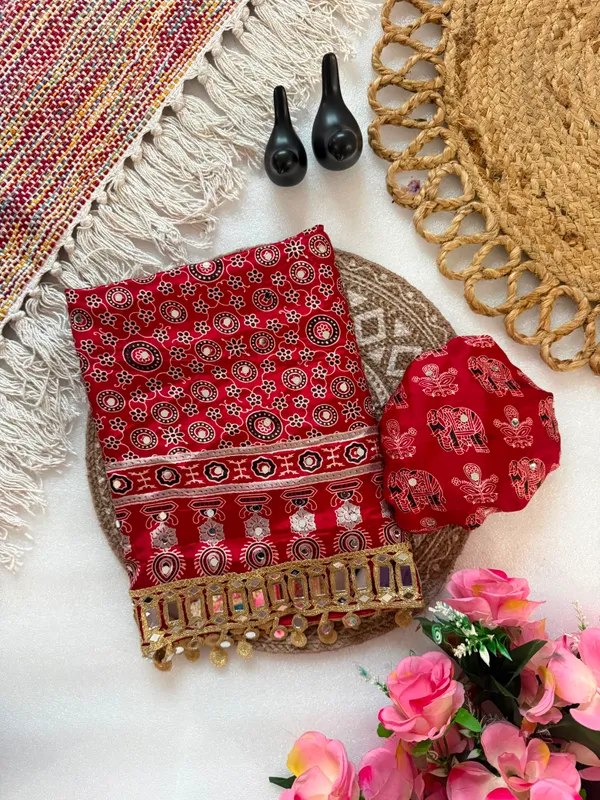 Women's_Cherry_Red_Ajrakh_Printed_Saree_with_Tiki_Embroidery_Work
