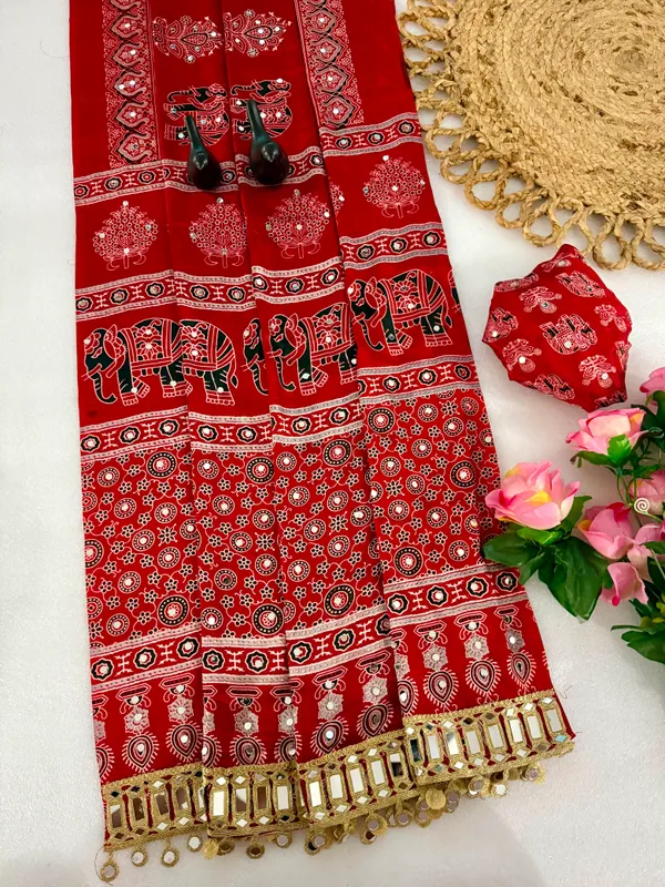 Women's_Cherry_Red_Ajrakh_Printed_Saree_with_Tiki_Embroidery_Work