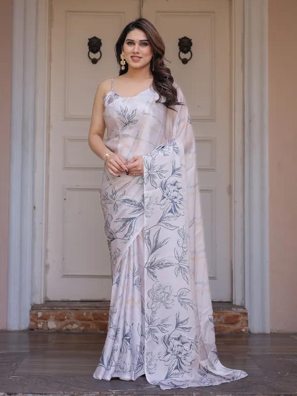 Off_White_Floral_Print_Satin_Georgette_Saree_with_Designer_Blouse_for_Women_|_Elegant_Party_Wear_Saree