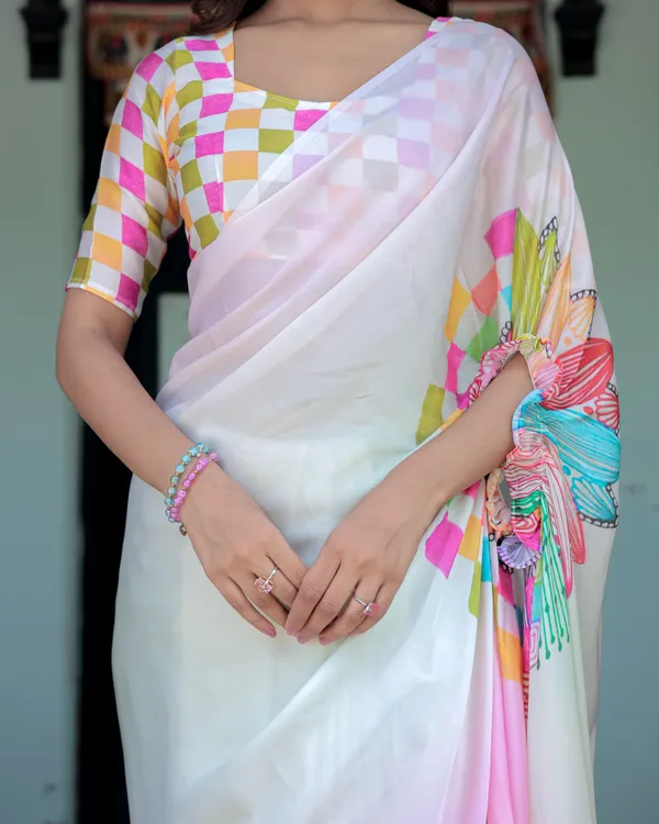 Blush_Pink_and_White_Ombre_Satin_Saree_with_Mandala_Cutout_Pallu_&_Fuchsia_Elegant_Designer_Drape_With_Unstitched_Blouse