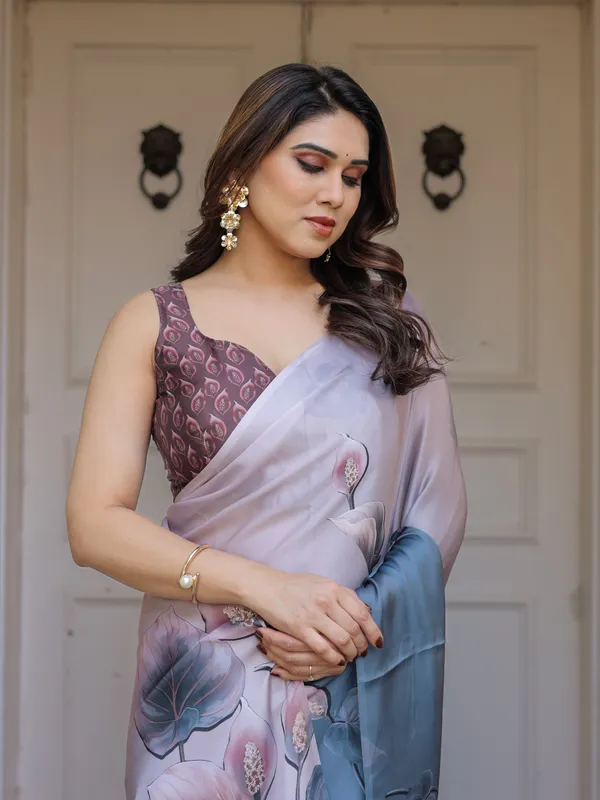 Grey_Floral_Print_Satin_Georgette_Saree_with_Designer_Blouse_for_Women_|_Elegant_Soft_Party_Wear_Saree