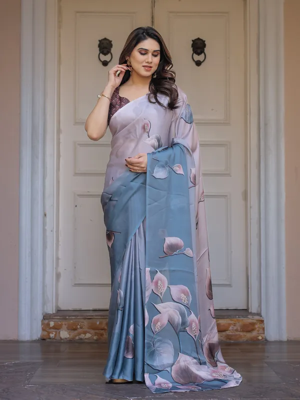 Grey_Floral_Print_Satin_Georgette_Saree_with_Designer_Blouse_for_Women_|_Elegant_Soft_Party_Wear_Saree