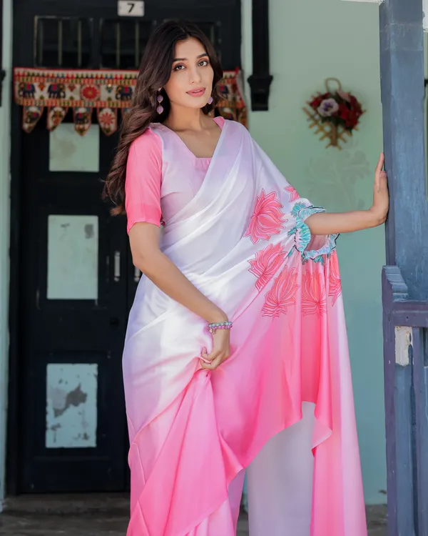 Blush_Pink_&_White_Ombre_Designer_Freehand_Saree_With_Unstitched_Blouse