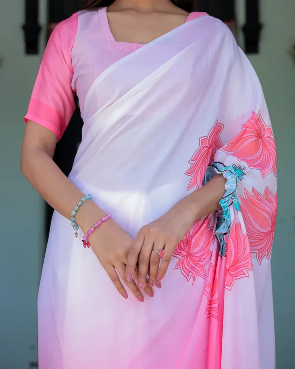 Blush_Pink_&_White_Ombre_Designer_Freehand_Saree_With_Unstitched_Blouse