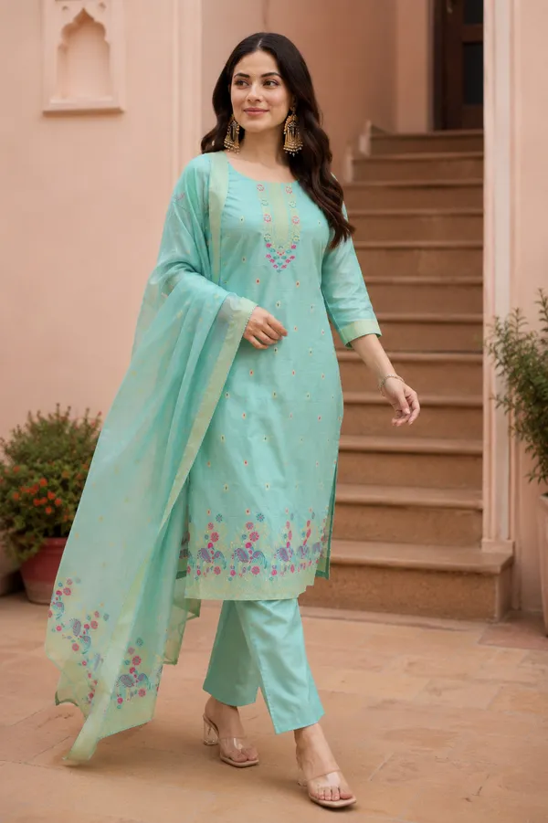 Women's_Art_Silk_Jacquard_Kurta_Set_with_Bottom_&_Dupatta_|_Elegant_Ethnic_Wear