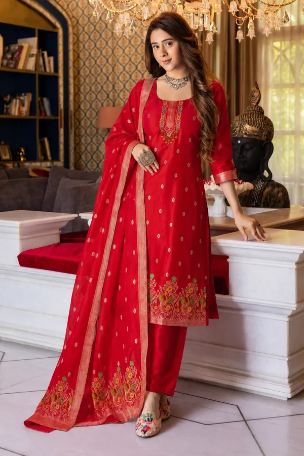 Women's_Art_Silk_Jacquard_Kurta_Set_with_Bottom_&_Dupatta_|_Elegant_Ethnic_Wear