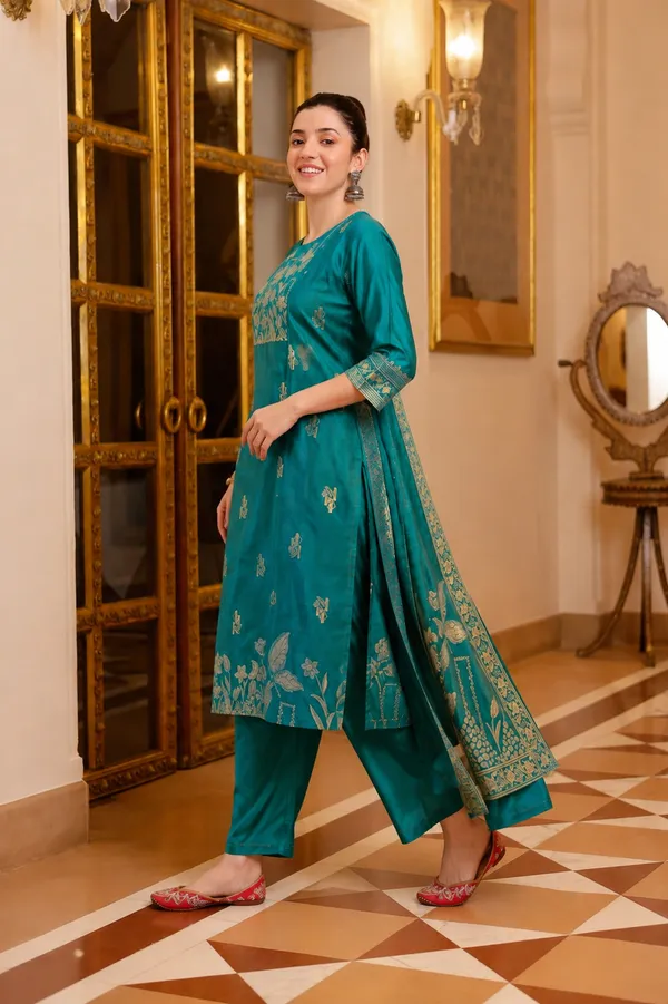Women's_Art_Silk_Jacquard_Kurta_Set_with_Bottom_&_Dupatta_|_Elegant_Ethnic_Wear