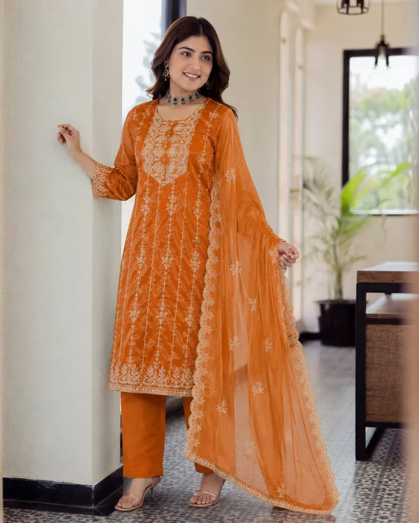Women's_Art_Silk_Jacquard_Kurta_Set_with_Bottom_&_Dupatta_|_Elegant_Ethnic_Wear