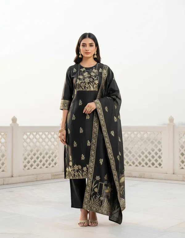 Women's_Art_Silk_Jacquard_Kurta_Set_with_Bottom_&_Dupatta_|_Elegant_Ethnic_Wear